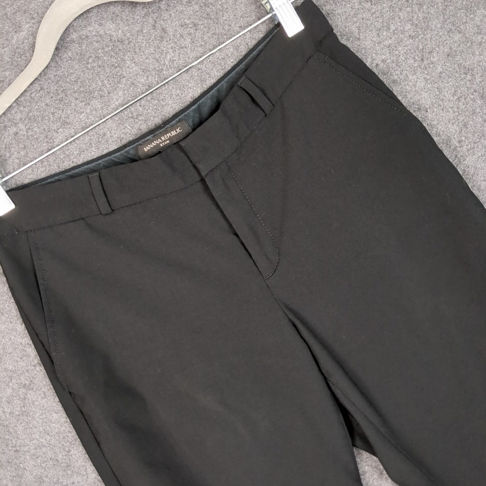 Banana Republic Ryan Black Straight Leg Trousers Mens Size 4S Mid Rise Stretch